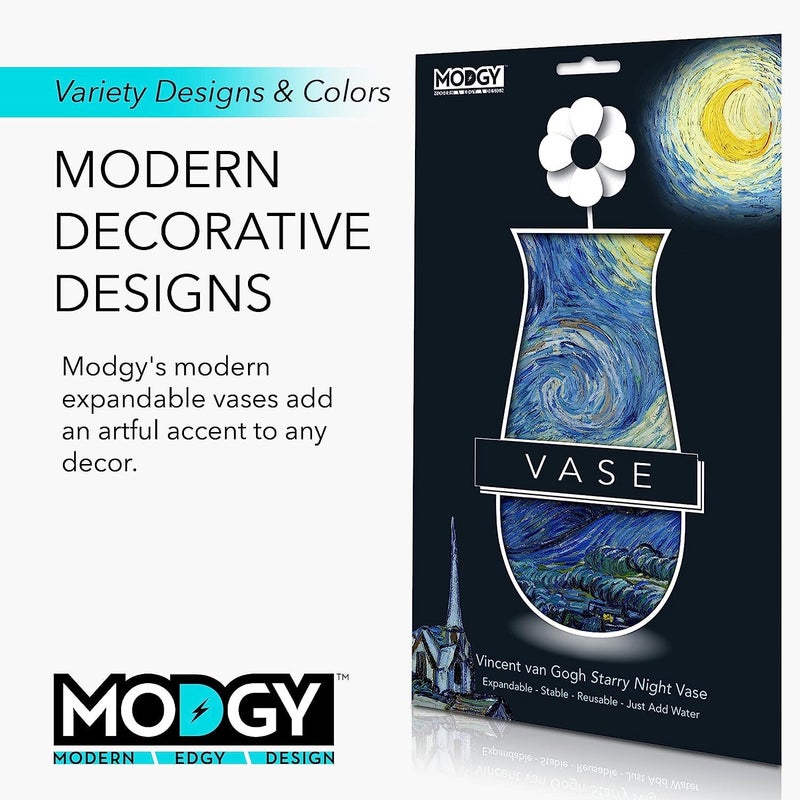 MODGY Collapsible and Expandable Plastic Flower Vase, Unbreakable, Foldable, Decorative Modern Centerpieces, Table Decorations, Van Gogh Starry Night, 1 Pack - Image 5